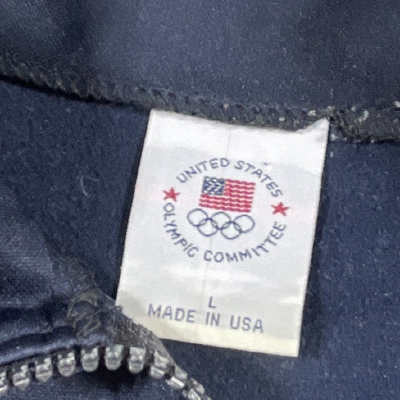 Vintage USA Olympic Committee Navy Blue Full Zip Up Jacket Men Large Made in USA - Picture 8 of 10